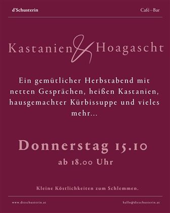A colorful autumn evening with music and spritz. Event on 03.10.2025, starting at 6 PM, with musical entertainment by the Scheffauer Krainergaudi.