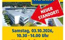 Ein Plakat für den Lions Trödelmarkt mit Informationen zum Veranstaltungsort und Datum. Es zeigt einen neuen Standort im E3 Wirtschaftspark Kirchbichl am 03. Oktober 2026.