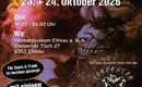 Eine Ankündigung für eine Maskenausstellung am 23. und 24. Oktober 2026. Die Veranstaltung findet im Heimatmuseum Ellmau statt und verspricht verschiedene Krampus-Gruppen aus der Umgebung.