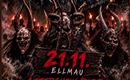 Ein düster gestaltetes Plakat für die Aftershow-Party des Showlaufs "Koasastoa Pass" in Ellmau. Es präsentiert gruselige Motive und wichtige Informationen zum Event am 21.11.