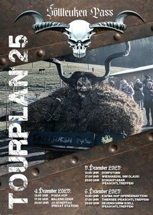 Tourplan 2024 voor de Söllleukenpas. Een opvallend grafisch ontwerp met een rode vuur- of lichteffect op een zwarte achtergrond.