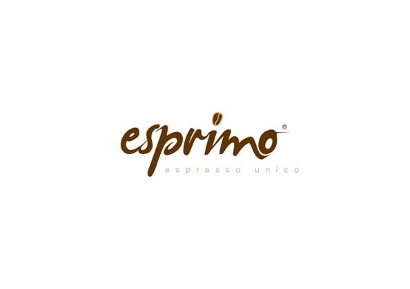 Das Bild zeigt das Logo von esprimo, einer Marke für Espresso. Es ist in einem eleganten, geschwungenen Schriftzug gestaltet.
