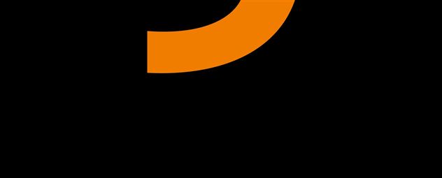 Ein stilisiertes Logo in orange und schwarz. Das Design ist modern und prägnant.