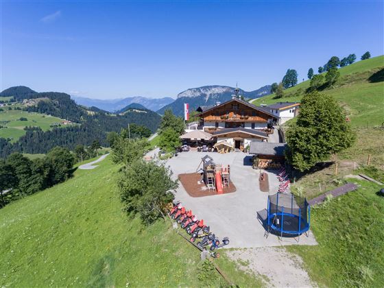 Söll_Alpengasthof Gruberhof im Sommer_Wilder Kaise