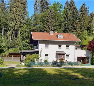 A beautiful house surrounded by trees in a nature-friendly environment. The garden is well-maintained and invites you to linger.