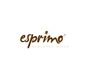 Das Bild zeigt das Logo von esprimo, einer Marke für Espresso. Es ist in einem eleganten, geschwungenen Schriftzug gestaltet.