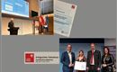 A presentation with a speaker and an award for participation in a competition. The image also shows the logo and the award winners.