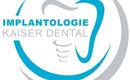 A modern logo for a dental practice focusing on implantology. It features a stylized tooth in blue and gray.