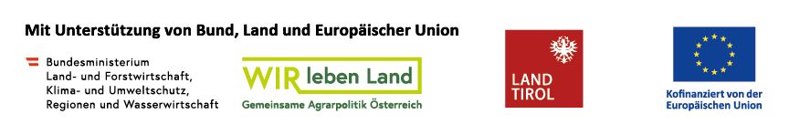Eine grafische Darstellung mit Logos von verschiedenen Institutionen, einschließlich des Bundesministeriums und der Europäischen Union. Der Text weist auf die Unterstützung dieser Organisationen hin.