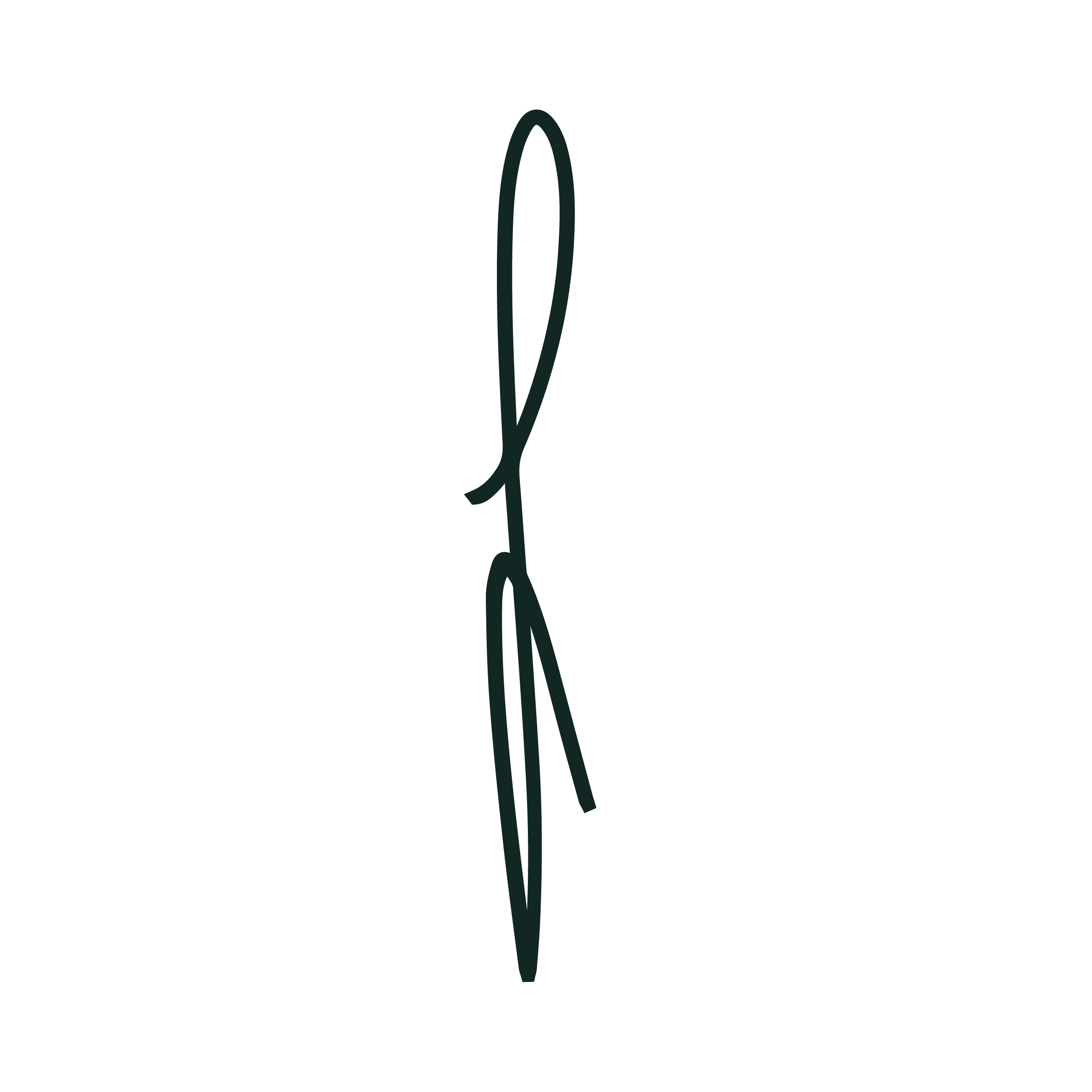 Ein kreatives und minimalistisches Logo in Form einer Nähnadel. Es zeigt elegante Linien und eine einfache, moderne Ästhetik.