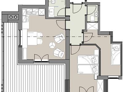 Apartmán, sprcha nebo vana, WC, 2 místnosti na spaní