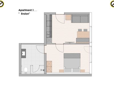 Apartament, prysznic, WC, 1 pokój do spania