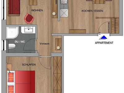 Apartamento, ducha, WC, 1 dormitorio