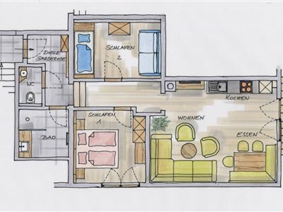 Apartment, shower, toilet, 2 bed rooms