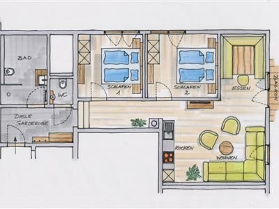 Apartment, shower, toilet, 2 bed rooms