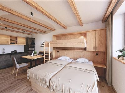 Studio, shower, toilet, balcony