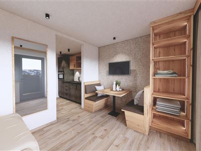 Studio, shower, toilet, balcony