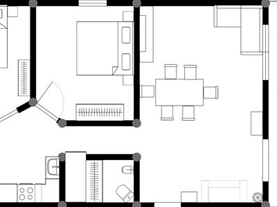 Apartmán, sprcha, WC, 2 místnosti na spaní