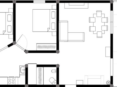 Apartamento, ducha, WC, 2 dormitorios