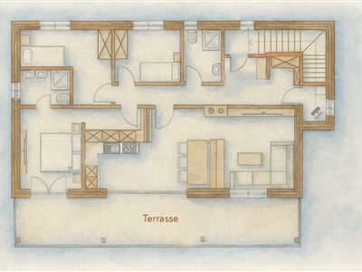 Appartement, douche, WC, 3 slaapkamers