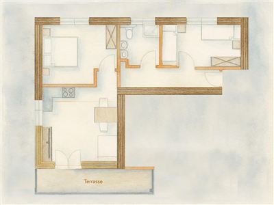 Appartement, douche, WC, 2 slaapkamers