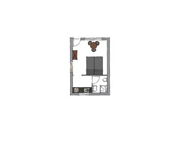 Apartmán, sprcha, WC, 1 místnost na spaní
