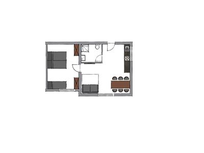 Apartmán, sprcha, WC, 1 místnost na spaní