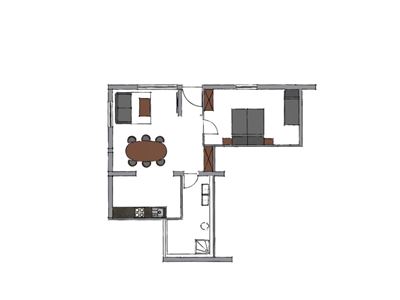 Apartmán, sprcha, WC, 1 místnost na spaní