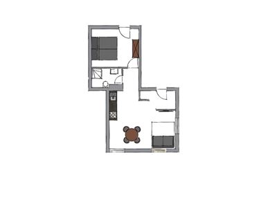 Apartmán, sprcha, WC, 1 místnost na spaní