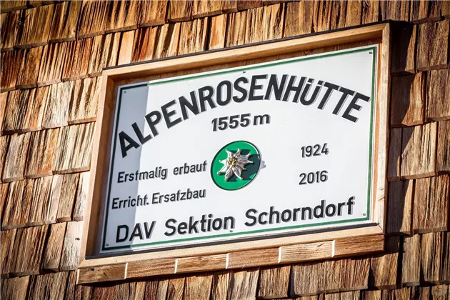 Alpenrosenhütte Schild