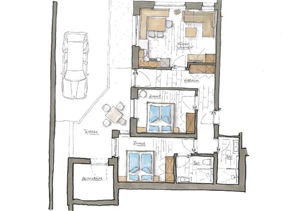 Apartment skizziert