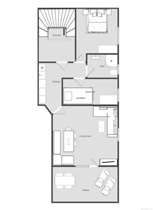 Appartement 2/ 1 Doppelzimmer+1 Zi mit Etagenbett