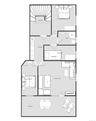 Appartement 2/ 2 Doppelzimmer+1 Zi mit Etagenbett