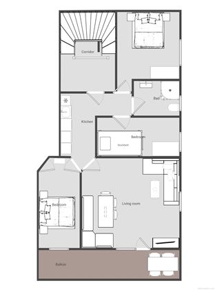 Appartement 4/ 2 Doppelzimmer+1 Zi mit Etagenbett