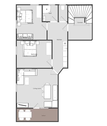 Appartement 5/ 1 Doppelzimmer und 1 Dreibettzimmer