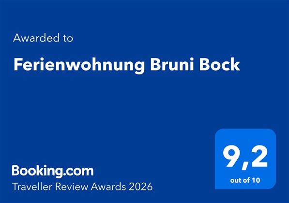 Uitstekend voor het vakantiehuis Bruni Bock. Beoordeling van 9,2 van 10 voor de Traveller Review Awards 2026.