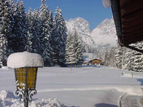 view to Ellmauer Tor in the Wilder Kaiser mountains