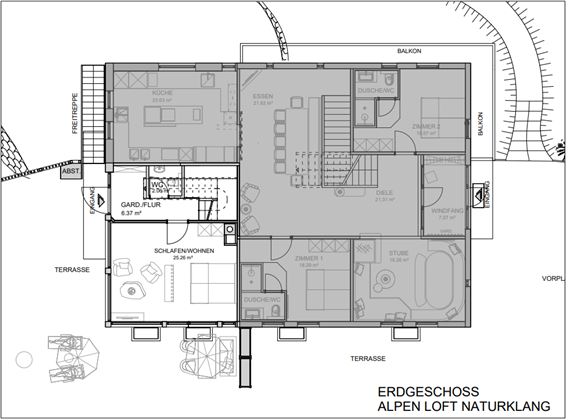 Erdgeschoss Alpen Loft Naturklang