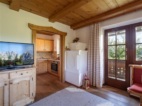 Haidhof Appartement Badeseeblick Wohnzimmer