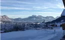 Aussicht vom Haus auf Going, Skilift und Skischule