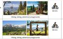 De afbeeldingen tonen twee schilderachtige berglandschappen met activiteiten zoals wandelen, fietsen en avonturenspeelplaatsen. Ze zijn elk verbonden met kabelbanen en bieden natuurervaringen in Westendorf en Söll.