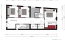 Der Grundriss zeigt eine Wohnung mit drei Schlafzimmern, zwei Badezimmern und einem großzügigen Wohnbereich. Die Maße sind deutlich eingezeichnet, um die Raumaufteilung zu verdeutlichen.