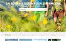 A website for hiking with pictures of various routes. It shows happy hikers in a green landscape.