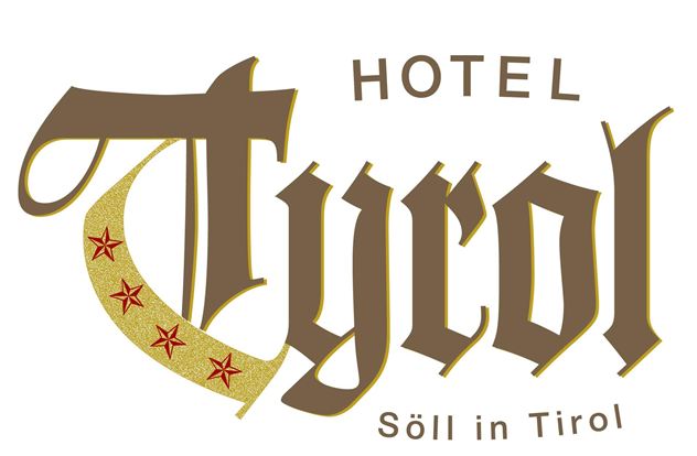 Ein stilvolles Logo für das Hotel Tyrol in Söll, Tirol. Es zeigt den Namen "Tyrol" in künstlerischer Schrift mit dekorativen Elementen.