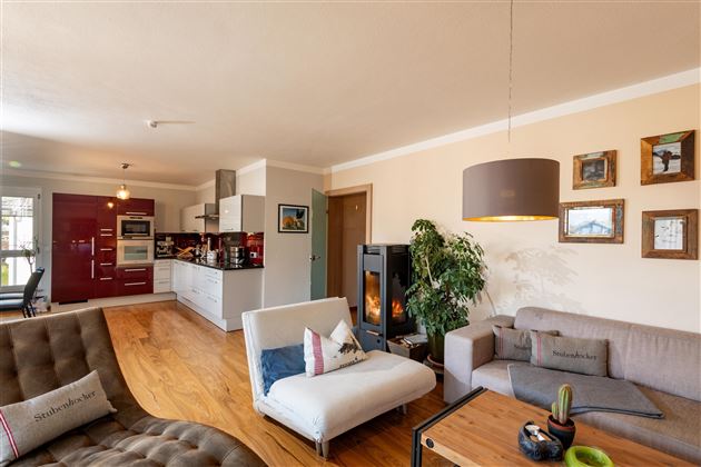 Wohnzimmer mit integrierter Küche