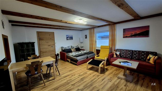 Wohnzimmer mit Schlafsofa Appartement Panorama
