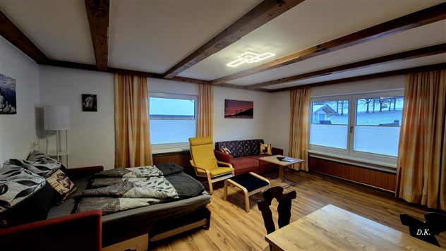 Wohnzimmer mit Schlafsofa Appartement Panorama